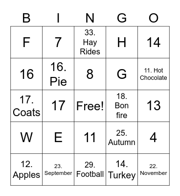 Bonds and Love Bingo Card