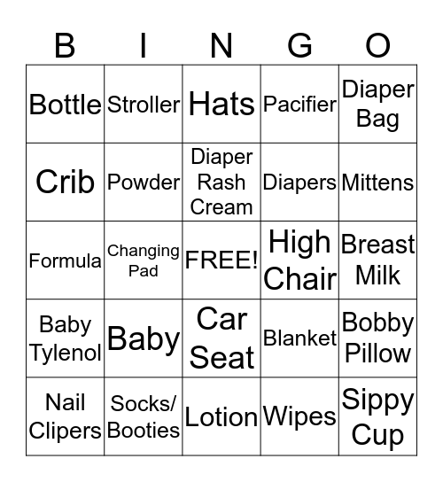 Aracely's Baby Shower Bingo Card