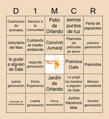 BINGO Dale Una Mano a Costa Rica Bingo Card