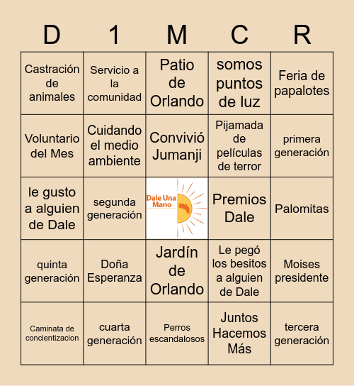 BINGO Dale Una Mano a Costa Rica Bingo Card