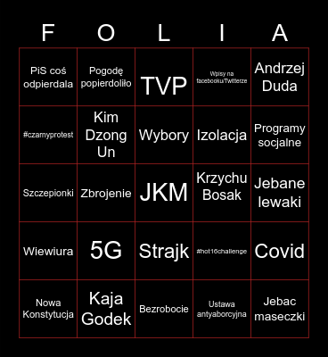 #POLSKA2020 Bingo Card