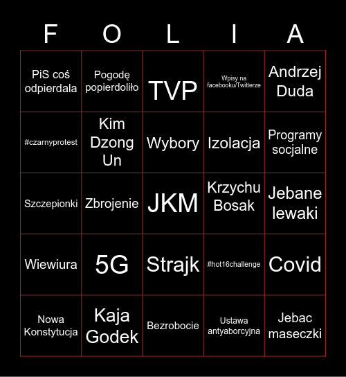 #POLSKA2020 Bingo Card