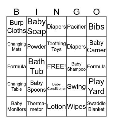 Aracely's Baby Shower Bingo Card