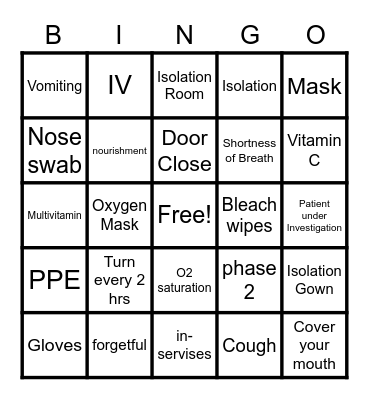 pandemic bingo Card