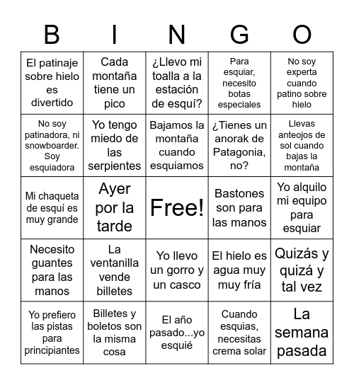 7B Así Se Dice Bingo Card