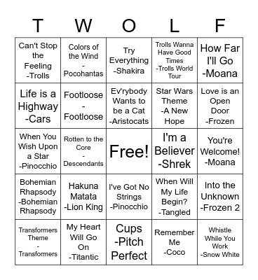 Round 1 Last Day of School Bingo (Soundtracks) Bingo Card