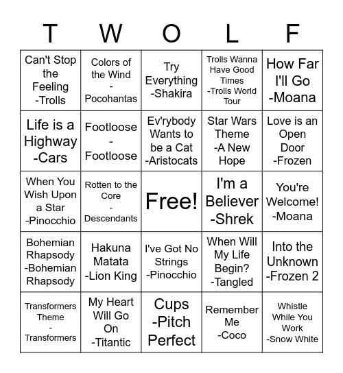 Round 1 Last Day of School Bingo (Soundtracks) Bingo Card