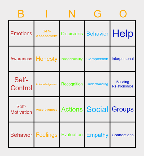 Mrs. Imbriano's SEL Bingo Card