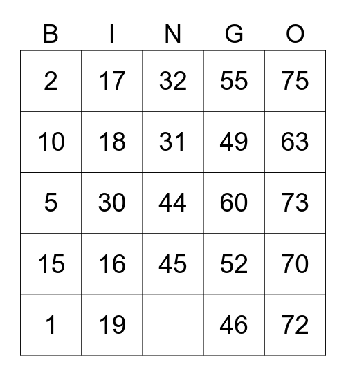 Nora Eddy's Bingo Card