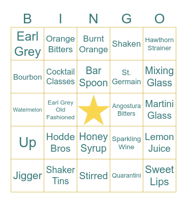 HODDE BROS BINGO | QUARANTINI MENU Bingo Card