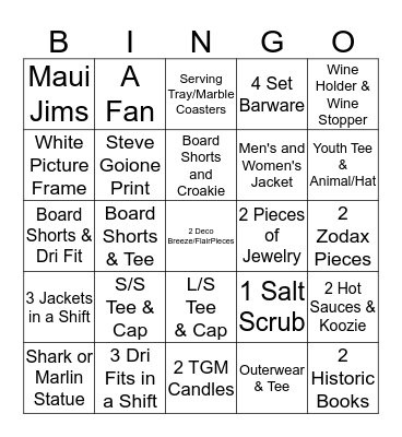 Ship Store Bingo Card