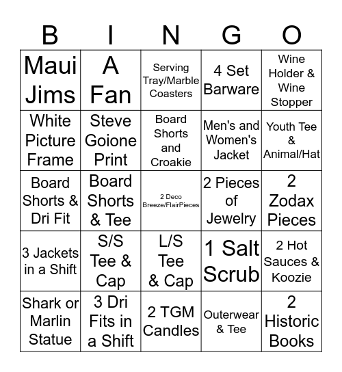 Ship Store Bingo Card