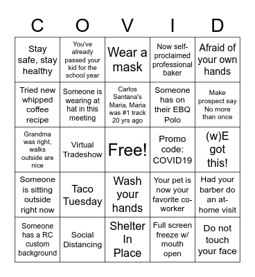 COVID Bingo Card