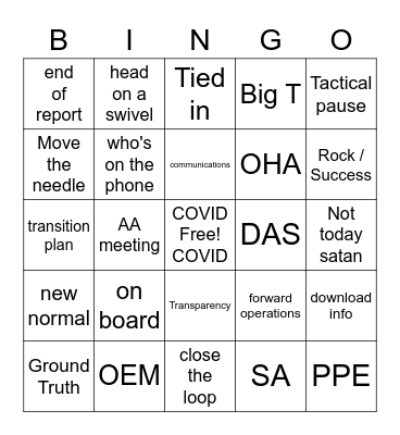 COVID BINGO Card