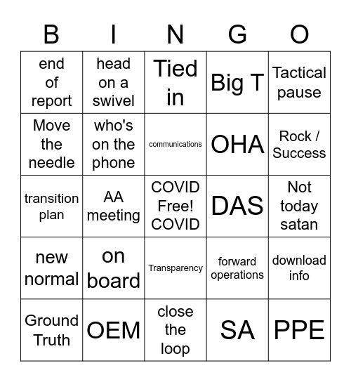 COVID BINGO Card