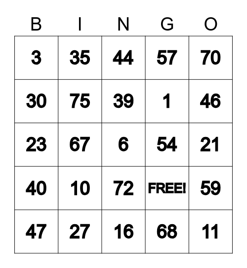 Rosalie Mantilla Bingo Card