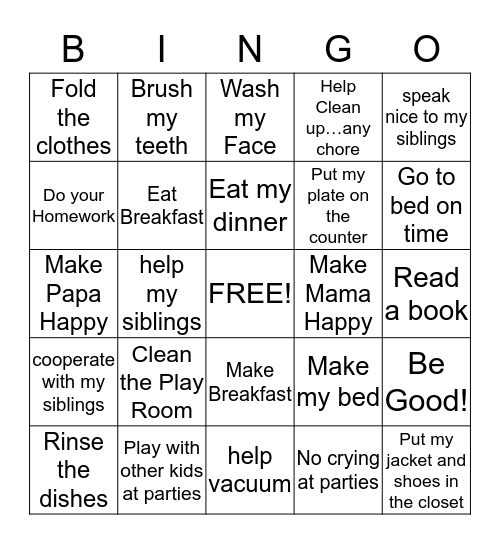 Simona's BINGO Card Bingo Card