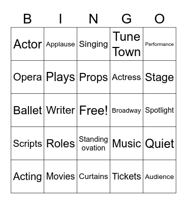 Theater Bingo Card