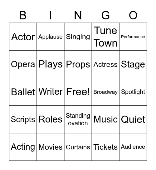 Theater Bingo Card