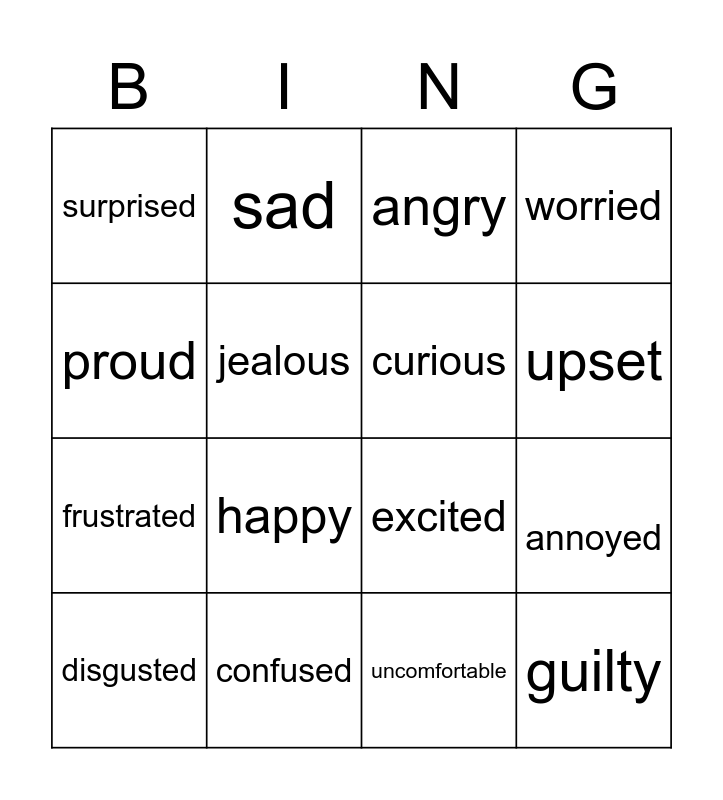 free online printable emotion bingo cards