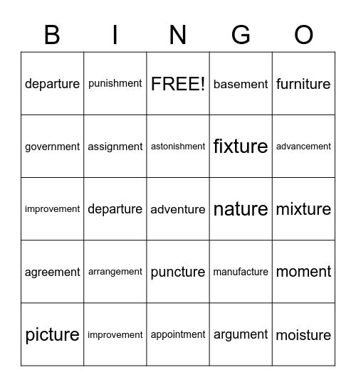 EXP5 Bingo Card