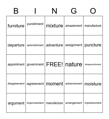 EXP5 Bingo Card