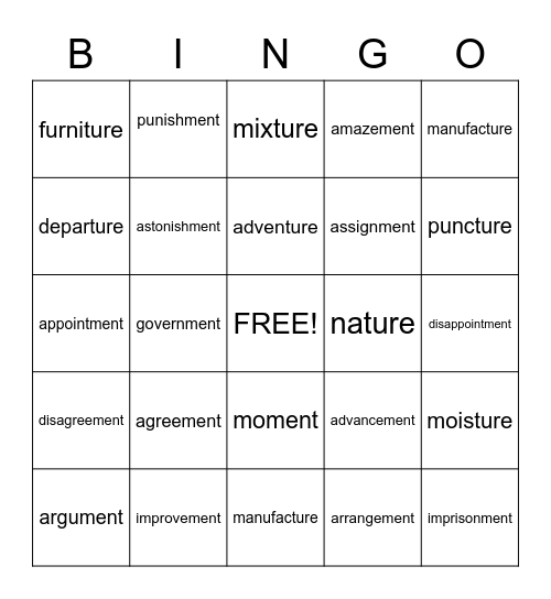 EXP5 Bingo Card