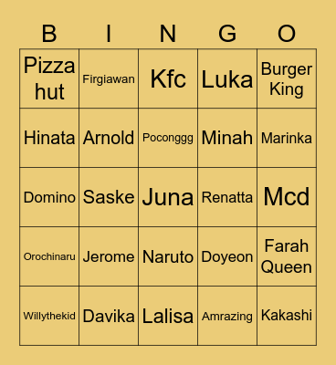 Luka Bingo Card