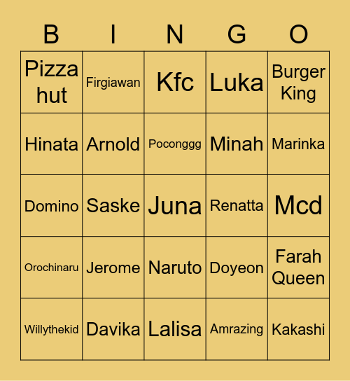 Luka Bingo Card