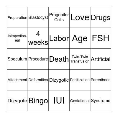 Prenatal & Infancy Bingo Card