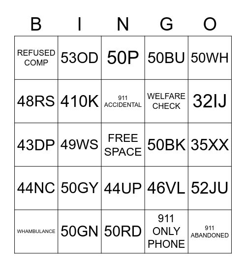 911 CALLTAKING Bingo Card