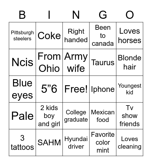 Emily’s Bingo Card