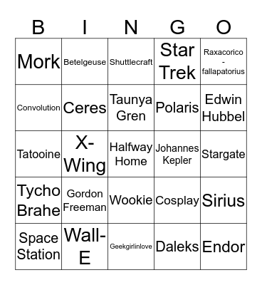 Convolution Bingo Card