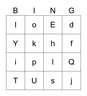 Alphabet Bingo Card