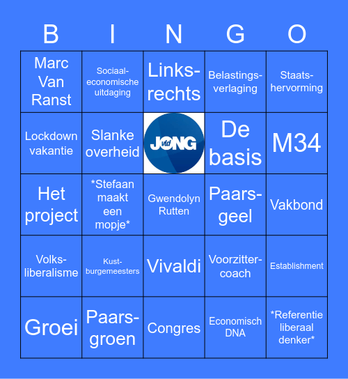 Voorzittersdebat Open VLD bingo! Bingo Card