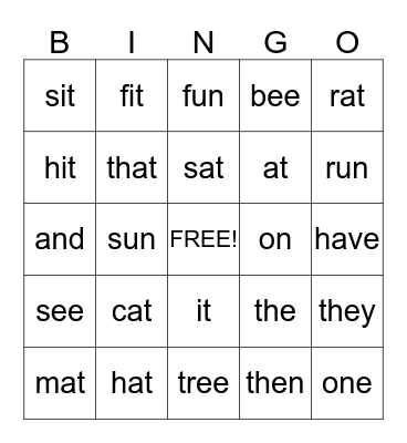 Buzz Word Bing Bingo Card