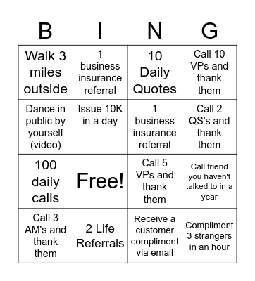 Guaranteed Rate Insurance - Sales Bingo Card