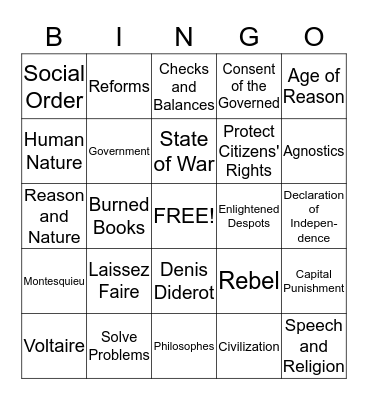 THE ENLIGHTENMENT Bingo Card