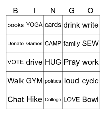 G L G Bingo Card