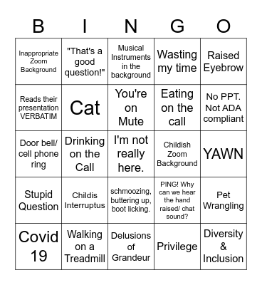 Dean Search Bingo Card