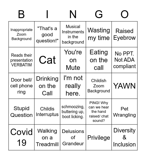 Dean Search Bingo Card