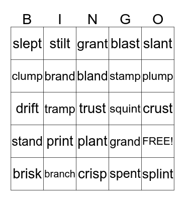 Mixed Blends Bingo Card