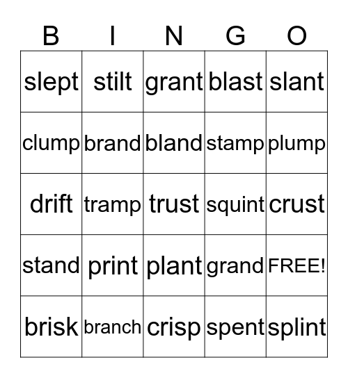 Mixed Blends Bingo Card