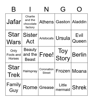 Jess Bingo Card