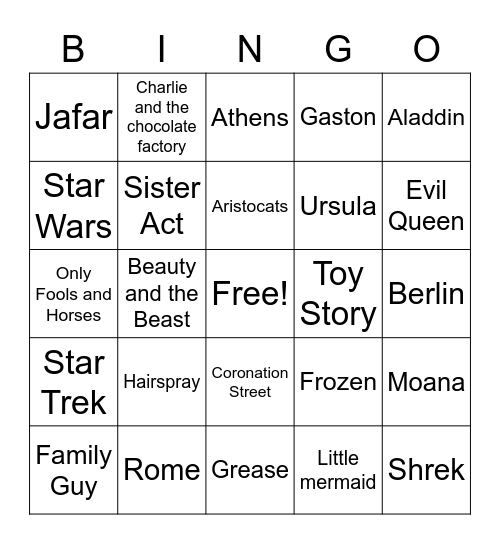 Jess Bingo Card