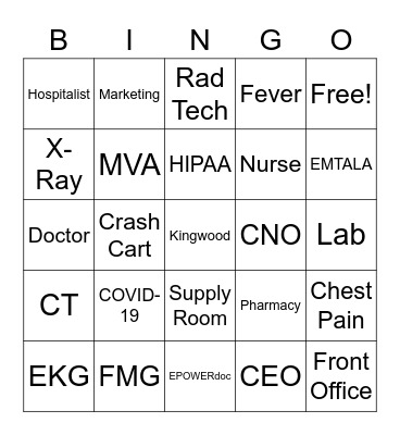 Hospital Week Bingo Card