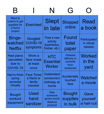 Intern Orientation Bingo (COVID-19 Edition) Bingo Card
