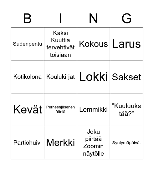 Kuutti-bingo Card