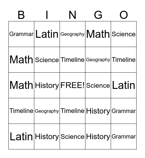 Cycle Three Bingo Card