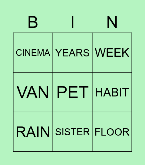 REVISION BINGO! Bingo Card